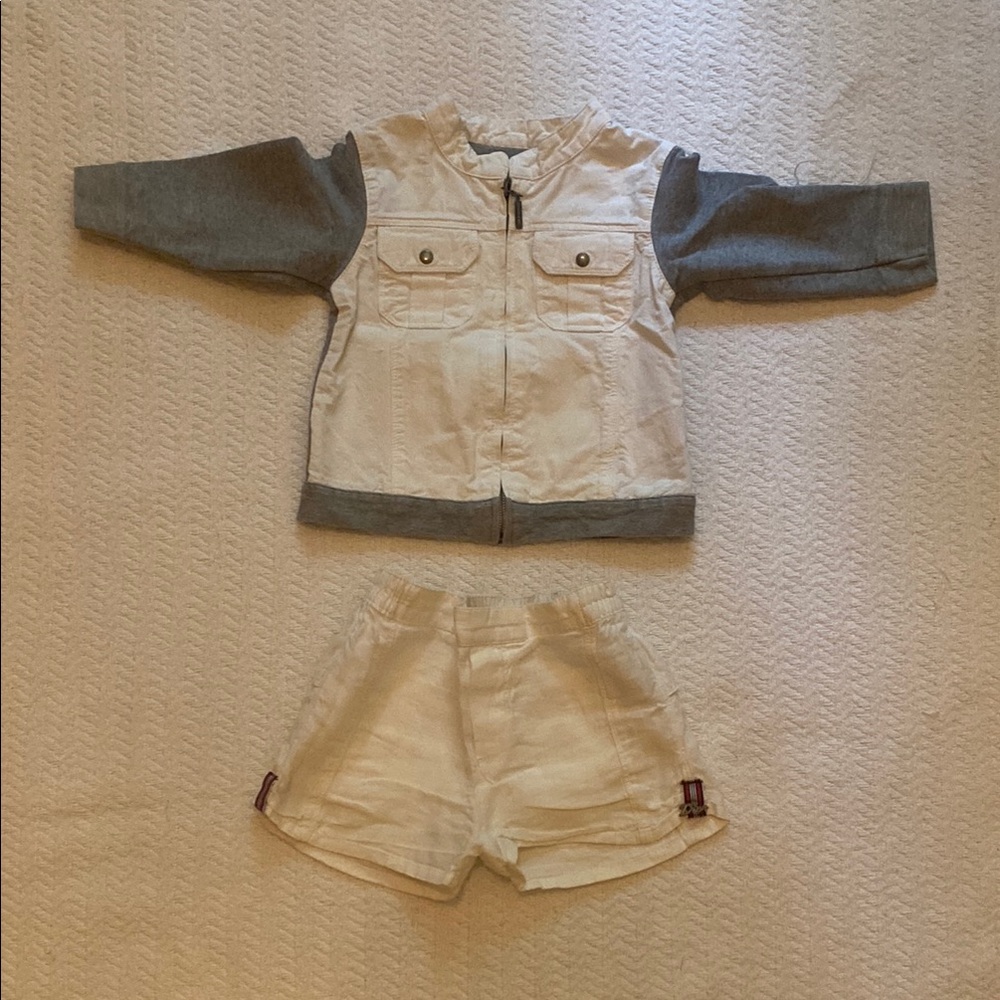 White and Gray Baby Dior Toddler Outfit